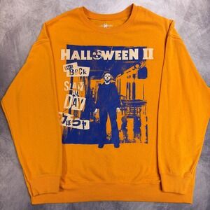 Halloween II Michael Myers Sweatshirt Orange Graphic Slay All Day Mens XXL
